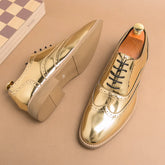 Luxury Men's Golden Bullock Shoes Men SUIT Shoes Casual Formal Business Leather Shoes