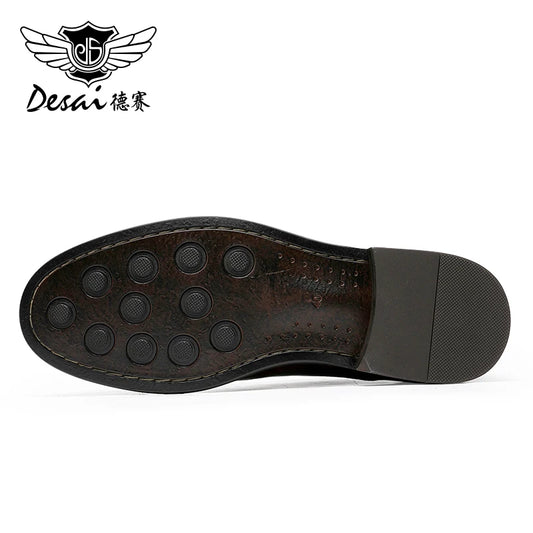 Men Formal Dress Shoes Male Oxfords Triple Joint Office Shoes Genuine Leather