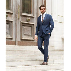 Prom Suits for Men: Navy Blue Men Suits Business Outfits 2 Piece Jacket Pants