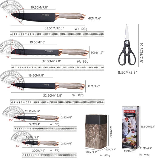 7PCS/Set Kitchen Knife ,Stainless Steel 7.5 inch Professional Chef Knife,Kitchen