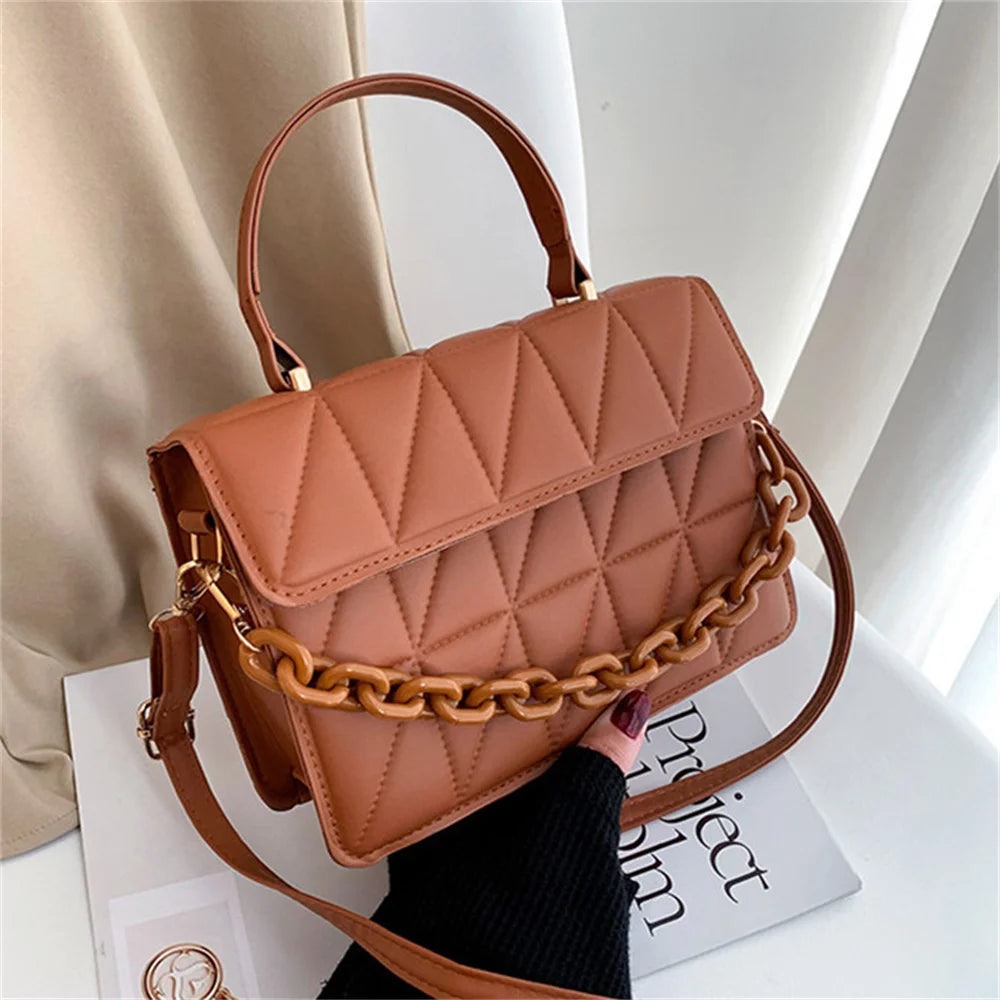 Fashion Plaid Women Shoulder Bag Chain Crossbody Bags Brand Designer Trendy