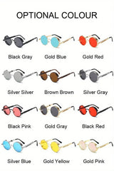 Classic Steampunk Sunglasses for Men and Women Retro Round Metal Frame Sunglasses