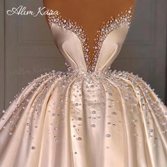 White Bridesmaid Dresses: Wedding Dresses for women Satin Off Shoulder Court Train