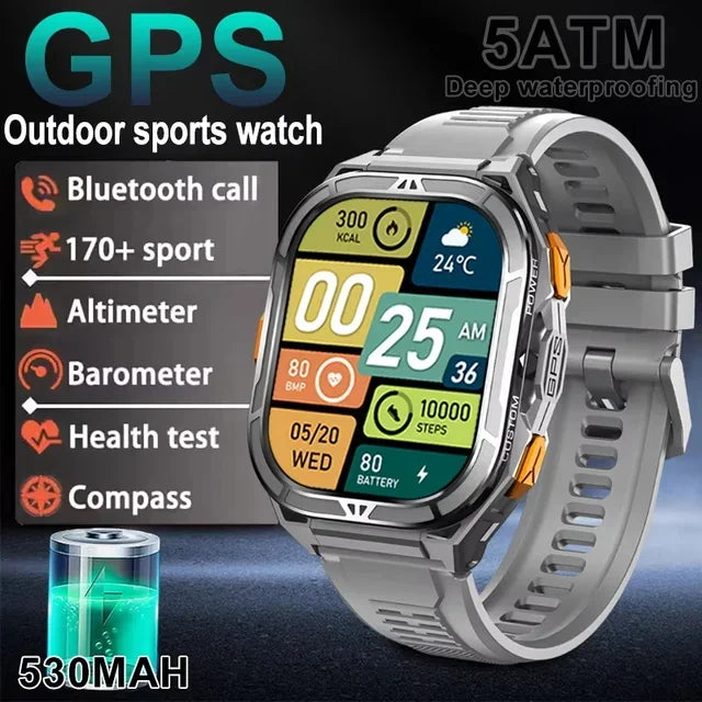 2025 NEW TANK X5 Smartwatch 5ATM Waterproof GPS Dual-Frequency tracking 1.96" AMOLED 530mAh Compass 170+ Sports Fitness Tracker