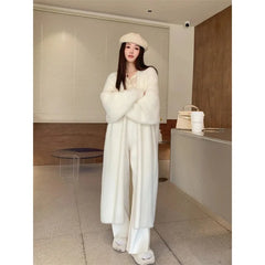 Autumn/Winter Lazy Style Loose Knee Length Thickened Pure Imitation Mink Fleece