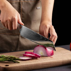 Professional Damascus Kitchen Knives Japanese Santoku Cleaver Slicing Knife Stainless