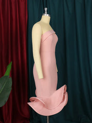Evening Dresses: Women Bodycon Trumpet Dress Midi Party Backless Mermaid