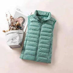 Down Jacket Women Sleeveless Ultra Light Down Vests Slim Jacket Girl Gilet Lightweight