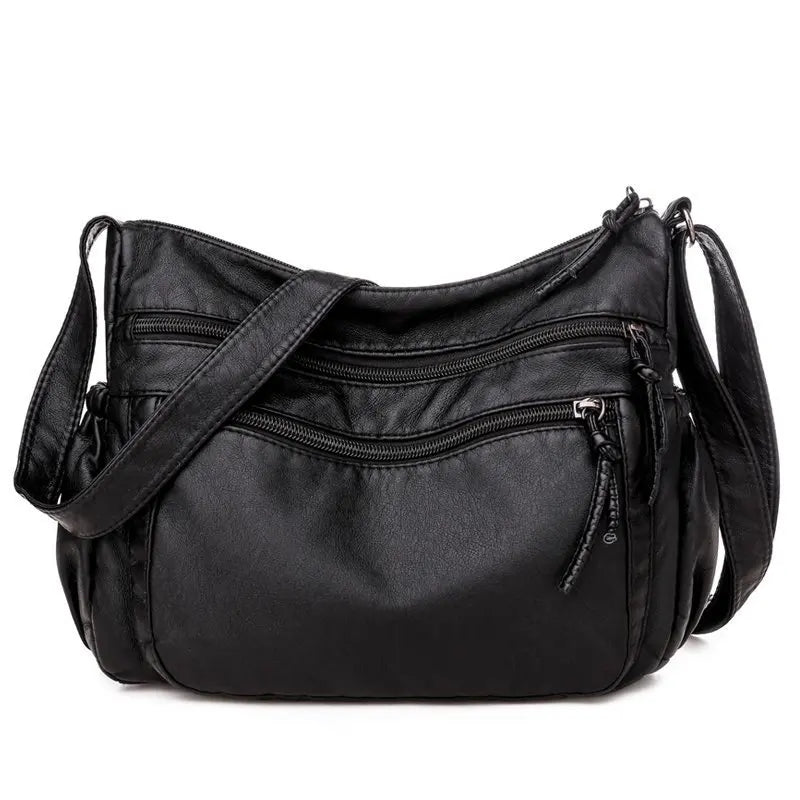 Washed leather women's bag European and American retro shoulder bag