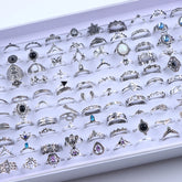 Vintage Bohemia Geometry Flowers Leaf Rings For Charm Women Mix Style