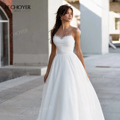 White Bridesmaid Dresses: Wedding Dress Satin Pearls A-Line Chic Sweetheart