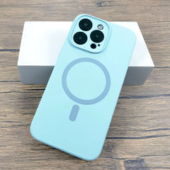 Silicone Rubber Case For iPhone 16 15 14 13 12 Pro Max 16Pro 15Pro 14Pro 13Pro iPhone15 For Magsafe Mag Safe Charge Cover