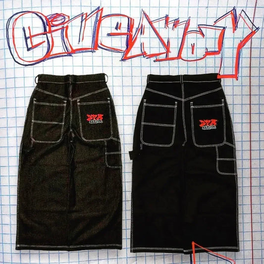 Jeans Letter Embroidery Baggy Jeans Men Women Harajuku High Street Fashion