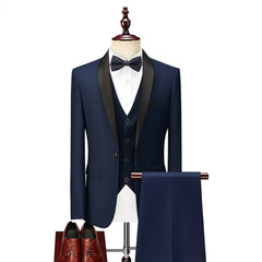 Men Suit Wedding 3 Pieces Set Elegant Blazers Shawl Collar Luxury Jacket