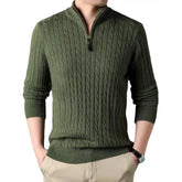 Winter Men's Quarter Zip Sweater Slim Fit Casual Knitted Turtleneck Pullover