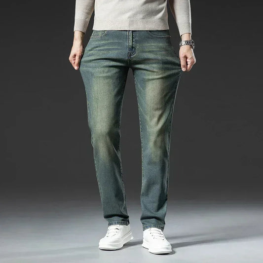 Early Autumn Brand Stretch Men Jeans Retro Slim Denim Trousers Fashion Casual Straight