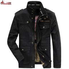 Autumn winter Jacket Men Pure Cotton Business Casual Cargo Jackets Army Military