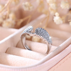 Cute Female White Zircon Stone Ring Trendy Silver Color Engagement Rings For Women