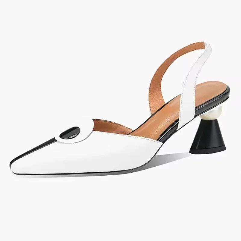 Women Fashion Multi Color Black Pu Leather Slip on Square Heel Pumps