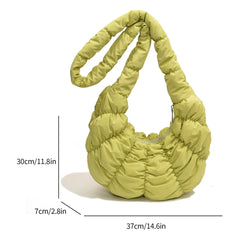 Bag Large Capacity Crescent Bag for Women's Solid Color Puffer Trendy Shoulder Bag