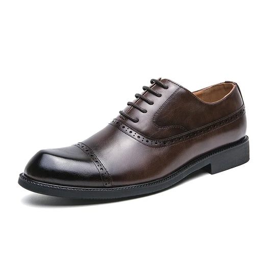 Handmade Mens Wingtip Oxford Shoes Leather Grey Brogue Men's Dress Shoes