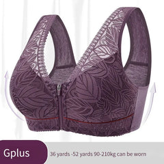 Sports yoga bra cotton cups front zipper underwear breathable women