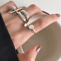 925 Sterling Silver Rings Party Jewelry Vintage Charm Double Layer