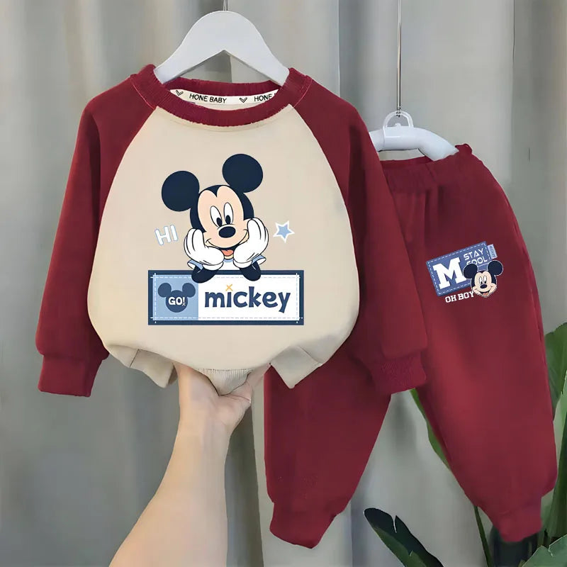 Kids Casual Sweatshirt Set Children's Splicing O Neck Hoodies and Pants 2pcs Sets Boys Tracksuit