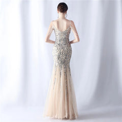 Homecoming Dresses: Women's Mermaid V Neck Sequin Party Maxi Dress