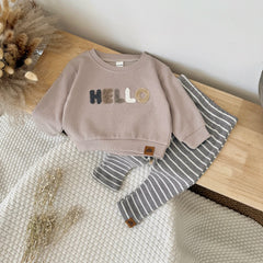 Baby Boy Clothing Set Sports Shirt Hooded Sweatshirt+Long Pants Children's Long Sleeved Clothing Set Towel Embroidery Label Set