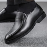 Men's Breathable Leather Shoes Black Soft Leather Soft Bottom