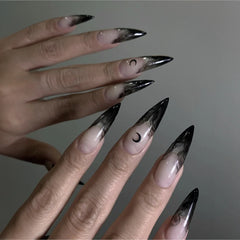 Long Almond Fake Nails Detachable French Ballet Halloween False Nails nail art Full Cover