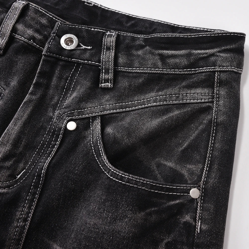 Jeans Men Streetwear Y2k Black Baggy Trousers Autumn Wide Leg Winter Casual