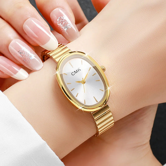 Fashion Oval Dial Women Watches Ultra-thin Strap Analog Quartz Wristwatch Girls Clock Reloj Mujer(Without Box)