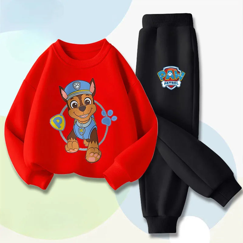 PAW Patrol Cartoon Printed Boys Hooides Sets Children's Long Sleeved Pullover Long Pant Two Piece Suit Kids Casual Sweatsuit