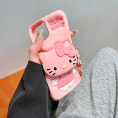 For iPhone 15 Pro Max 15 11 12 Pro 13 14 Pro Max 13Pro 3D Stitch Kitty Face Grip