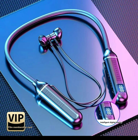 Wireless Headset 5.3 Neck Strap Headset Gaming LED display Stereo Sports headset with magnetic earbuds