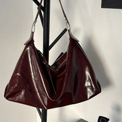 Burgundy Womens Tote Bag Aesthetic Vintage Fashion Advanced Leather Shoulder
