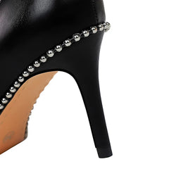 Women 7.5cm 10.5cm High Heels Studded Rivets Pumps Lady Fetish Stiletto
