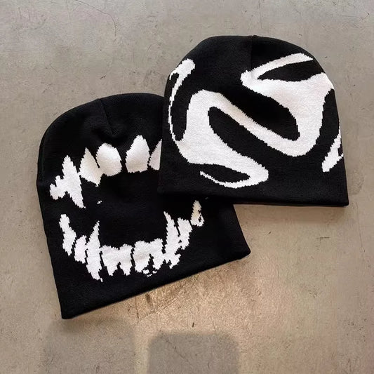 Women Hat Knitting Beanies Goth Tooth Caps Men Y2k Streetwear Winter Fashion