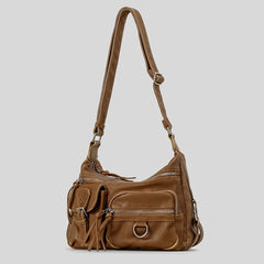 Vintage Multiple Pockets Women Shoulder Bags Luxury Washed Pu Leather
