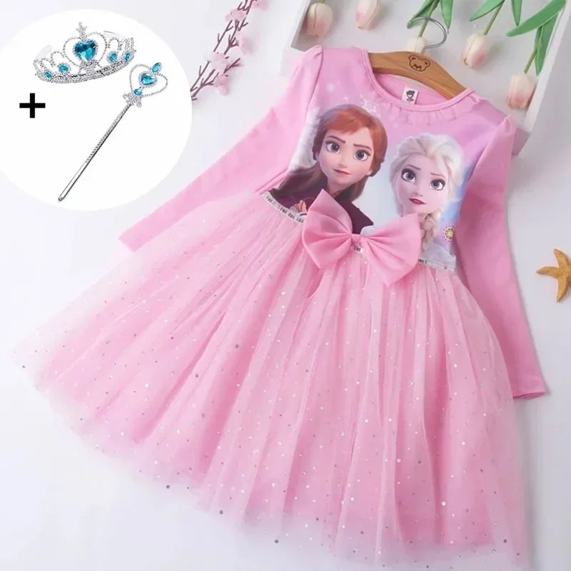 Fall Dresses for Girls Vestidos Frozen Elsa Dresses Birthday Party Long Sleeve Princess