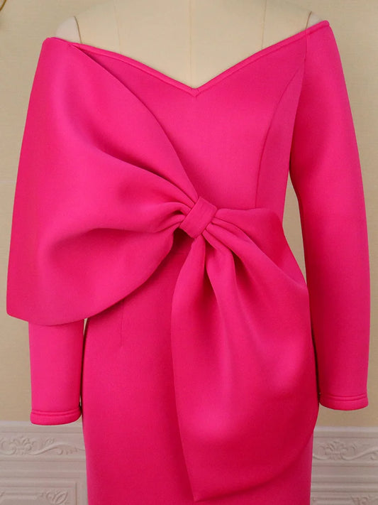 Evening wear Dresses: Women Long Party Dresses Bare Shoulder Big Bow