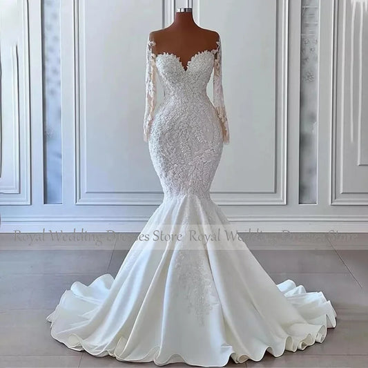 White Bridesmaid Dresses: Ivory Wedding Dress Luxury Applique Sheer Tulle Neck