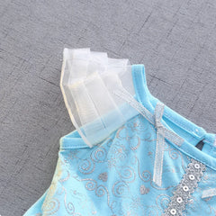 New Summer Children's Girl Party Dress Short Sleeved Princess Jumpsuit Crawling Clothes Princess Style Disney Dress A118