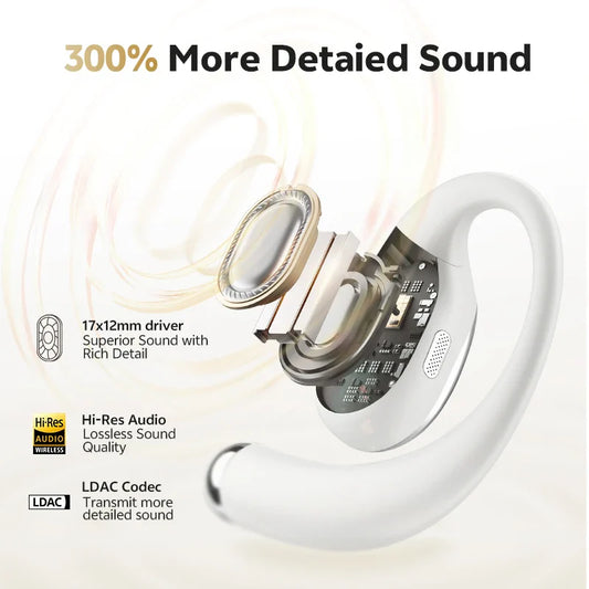 QCY Crossky R70 Open-Ear Wireless Headphones Hi-Res with LDAC OWS Earphones Bass Boost Bluetooth 6.0 Earhook Sport Earbuds 52Hrs
