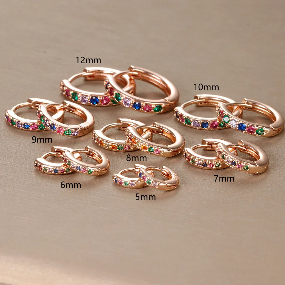 2PCS Stainless Steel Minimal Crystal Zirconia Hoop Earrings Gold Silver Color Small Huggie Cartilage Earring Piercing Jewelry