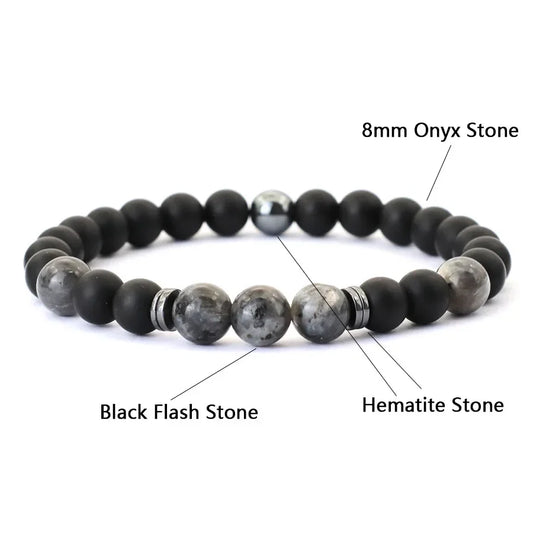 Men‘s Chic Black & Red Bead Bracelet With Metal Details Simple Style Jewelry For Casual Hangouts Beads Color Random