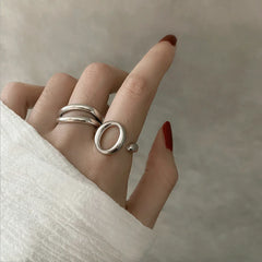 925 Sterling Silver Rings Party Jewelry Vintage Charm Double Layer