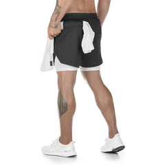 Running Shorts Men 2 In 1 Double-deck Quick Dry GYM Sport Shorts Fitness Jogging